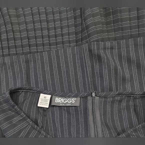 Briggs 10 Business Office Black Pinstripe Skirt Pleated Bottom Excellent Cond - Picture 3 of 3
